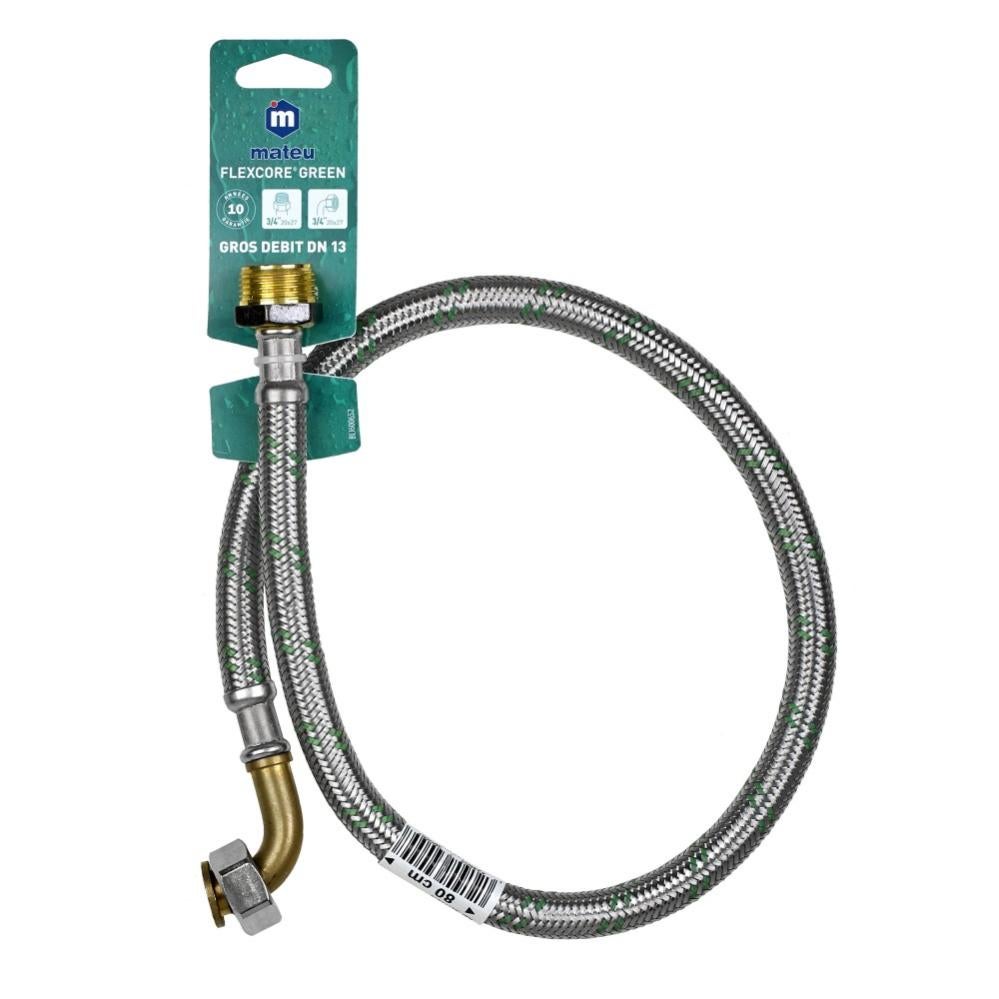 Flessibile Sanitario Rotante 50cm - Femmina 3/4' - Maschio 1/2' - Acciaio Inox - Per Acqua Potabile