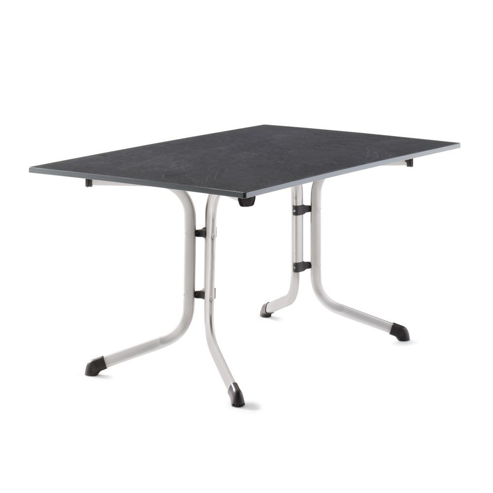 Table pliante - 140 x 80 cm - plateau gris - pied noir