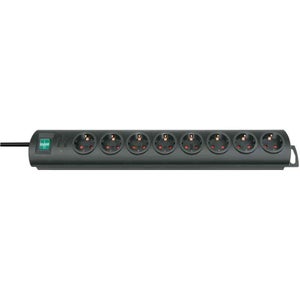Perel Bloc multiprise avec interrupteur, protection contre les surcharges,  4 prises schuko (type F), 1.5 m, 3G1.5, usage intérieur, noir/rouge