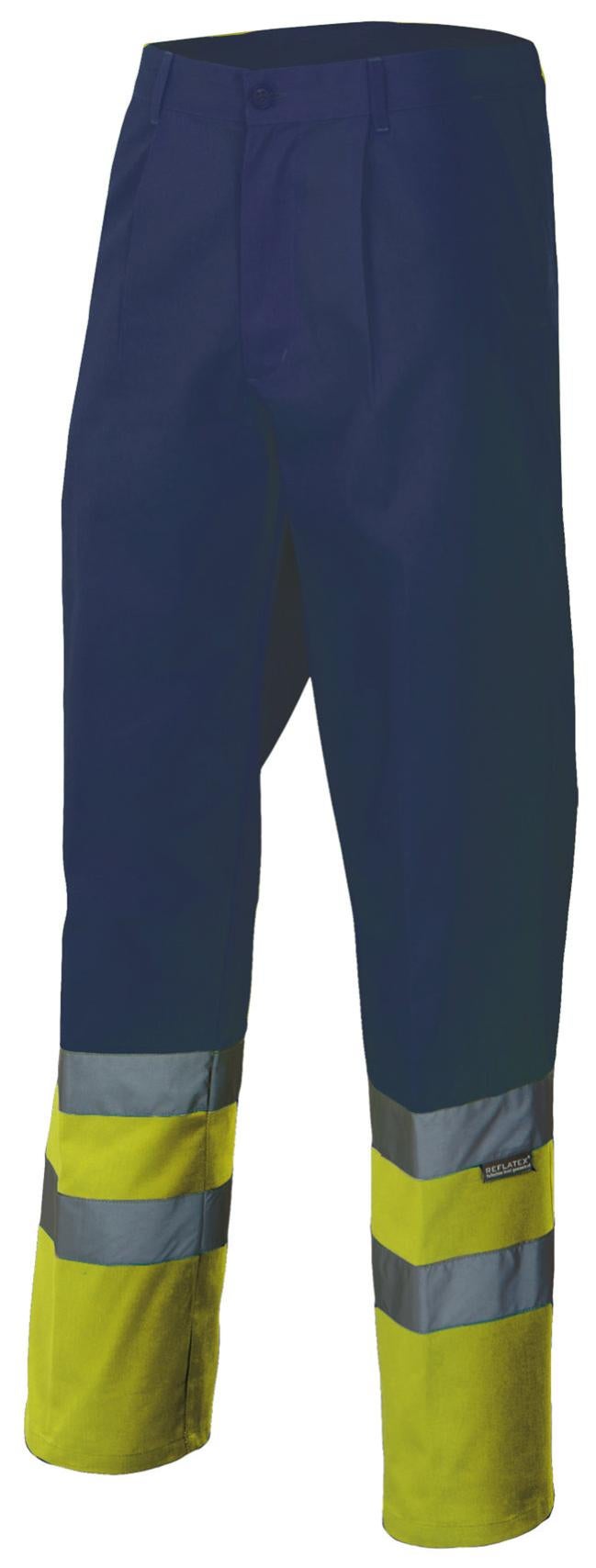 VELILLA Pantalone Bicolore Con 6 Tasche - Uniforme Da Lavoro Unisex Blu Navy E Giallo Taglia 46