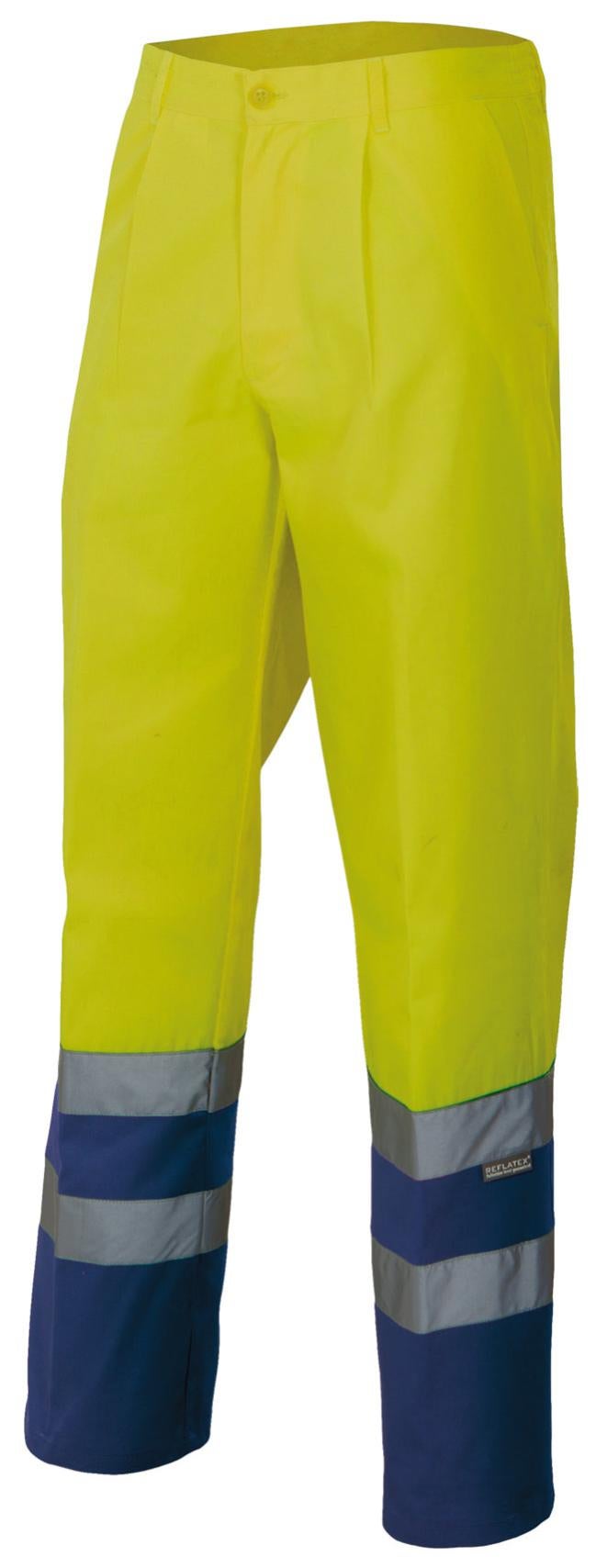 VELILLA Pantalone Bicolore Con 6 Tasche - Uniforme Da Lavoro Unisex Blu Navy E Giallo Taglia 46