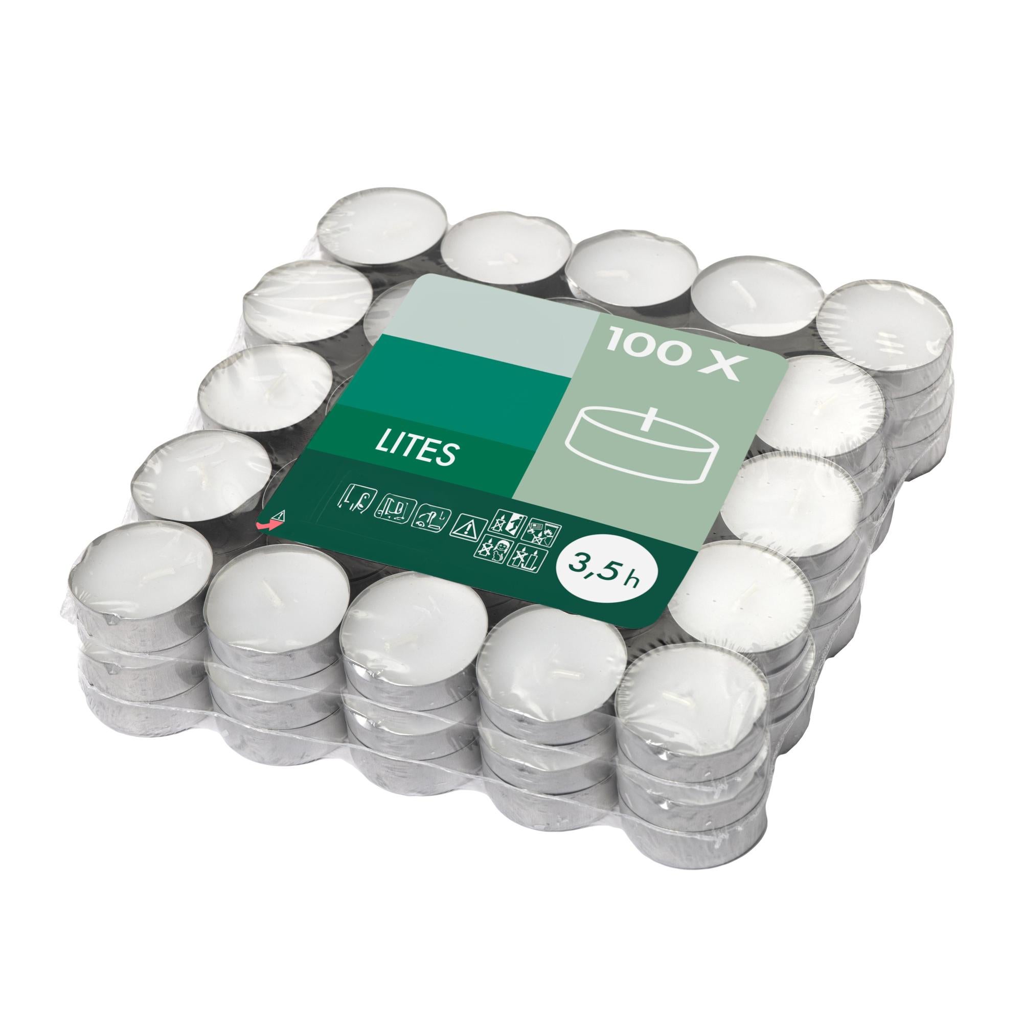 Embalagem de 100 velas brancas. Velas decorativas para a casa. Velas sem cheiro. 3,5 horas de combustão. - 2