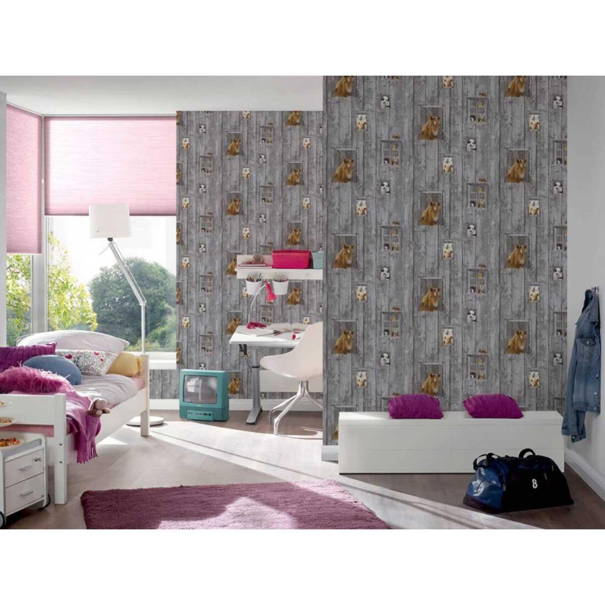 Papier Peint Enfant Poney Club Gris 10 Ml X 0 53 M Leroy Merlin