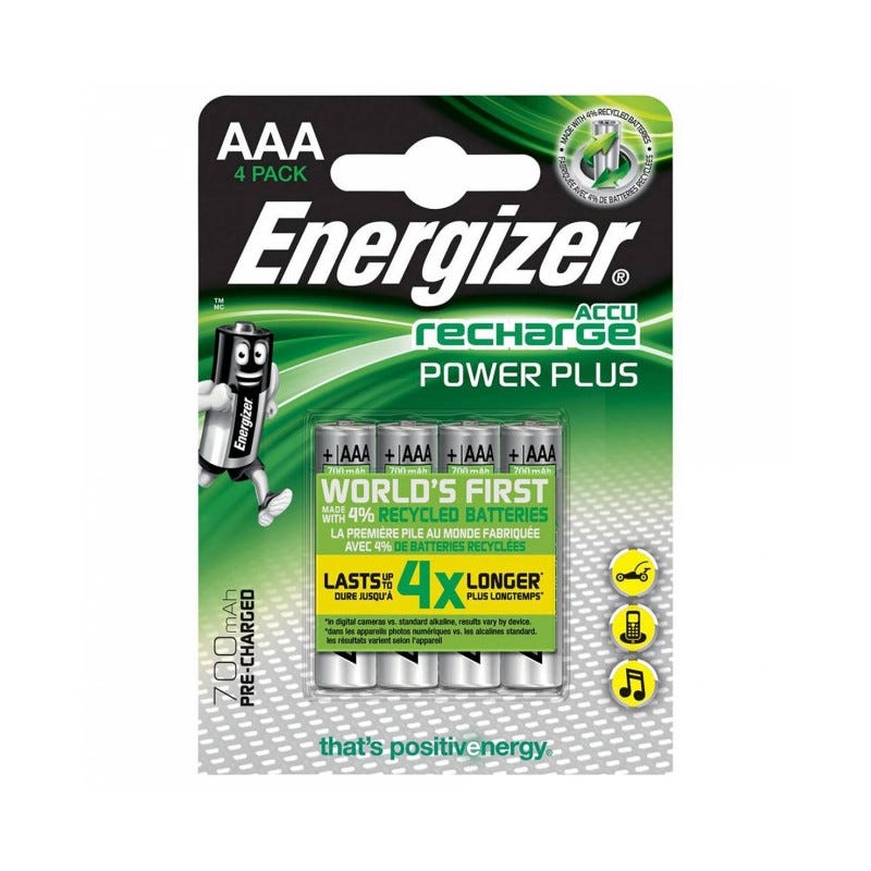 4 Piles rechargeables LR03/AAA 700 Mah ENERGIZER