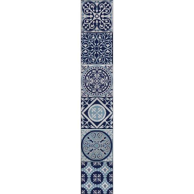 Pegatina Azulejos adhesivos decorativos pegatina, oscata, forma geométrica  que representa ventiladores azules y blancos, x9, 10 cm x 10 cm