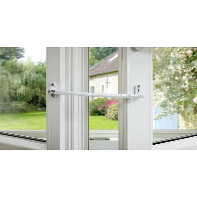 Fermafinestra, bloccafinestra, regolatore di apertura per finestra o  persiana, 1 o 2 ante, bianco traslucido - THIRARD