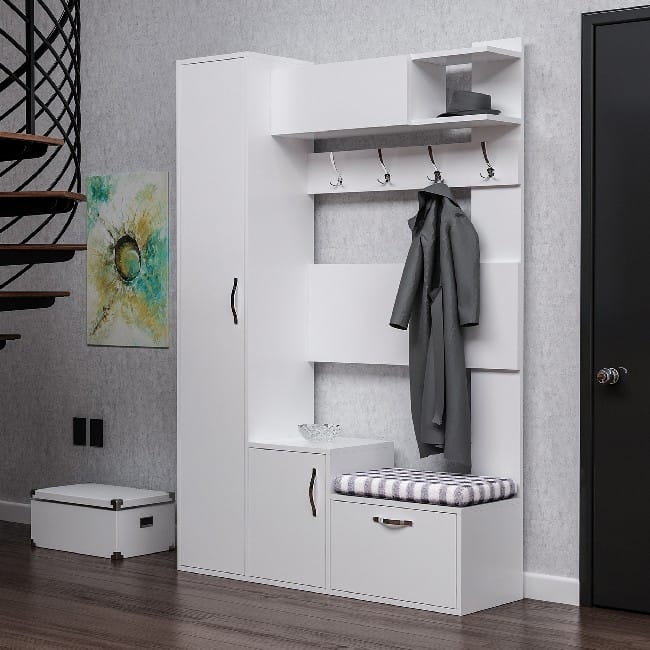 Recibidor con zapatero y discount perchero