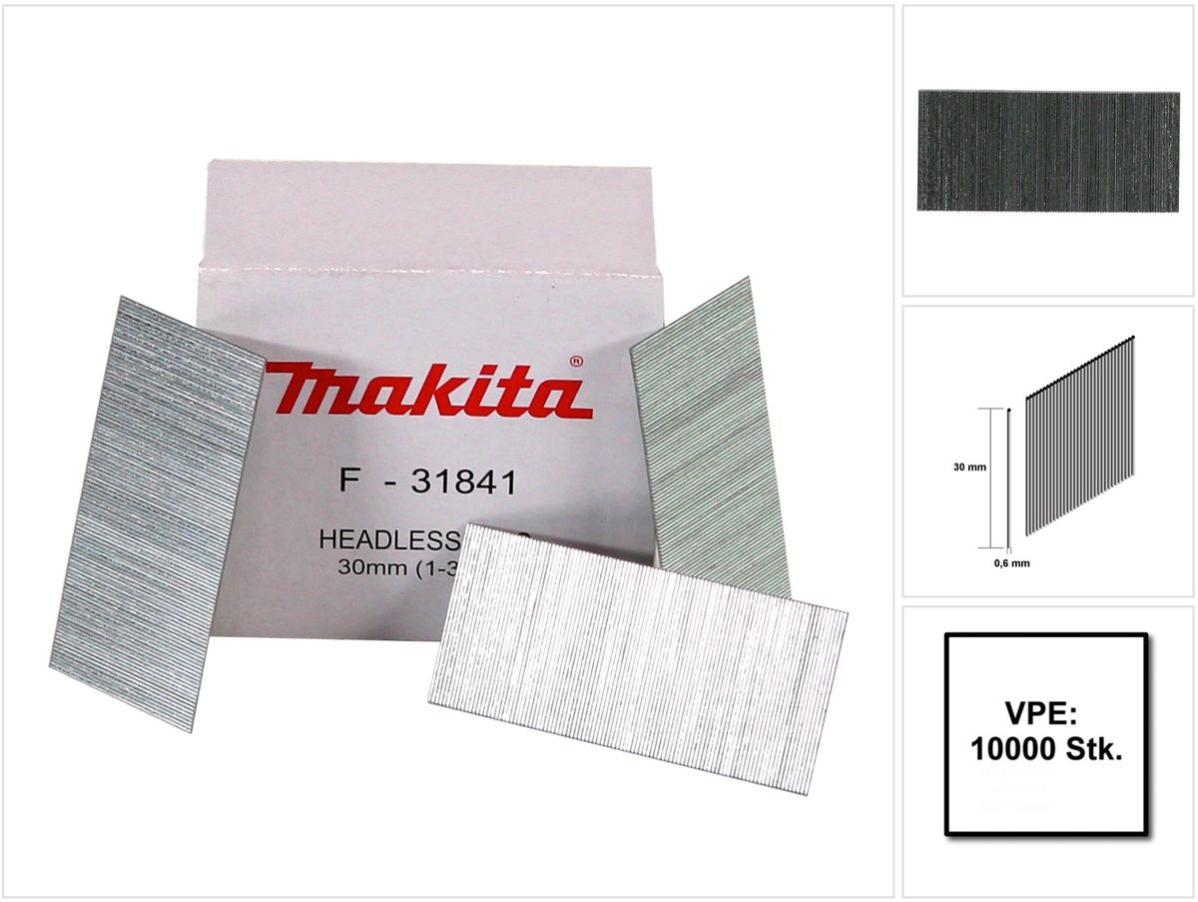 Makita F-31841 Chiodi A Perno Zincati 23G X 30 Mm - 10000 Pezzi Senza Testa