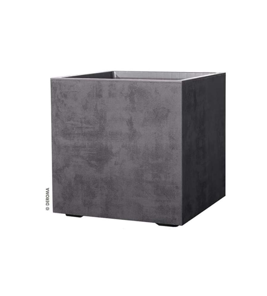 Portavaso Liberty 25 Antracite - Vaso In Plastica Effetto Rattan Intrecciato, Per Interni Ed Esterni, 25x25x23 Cm