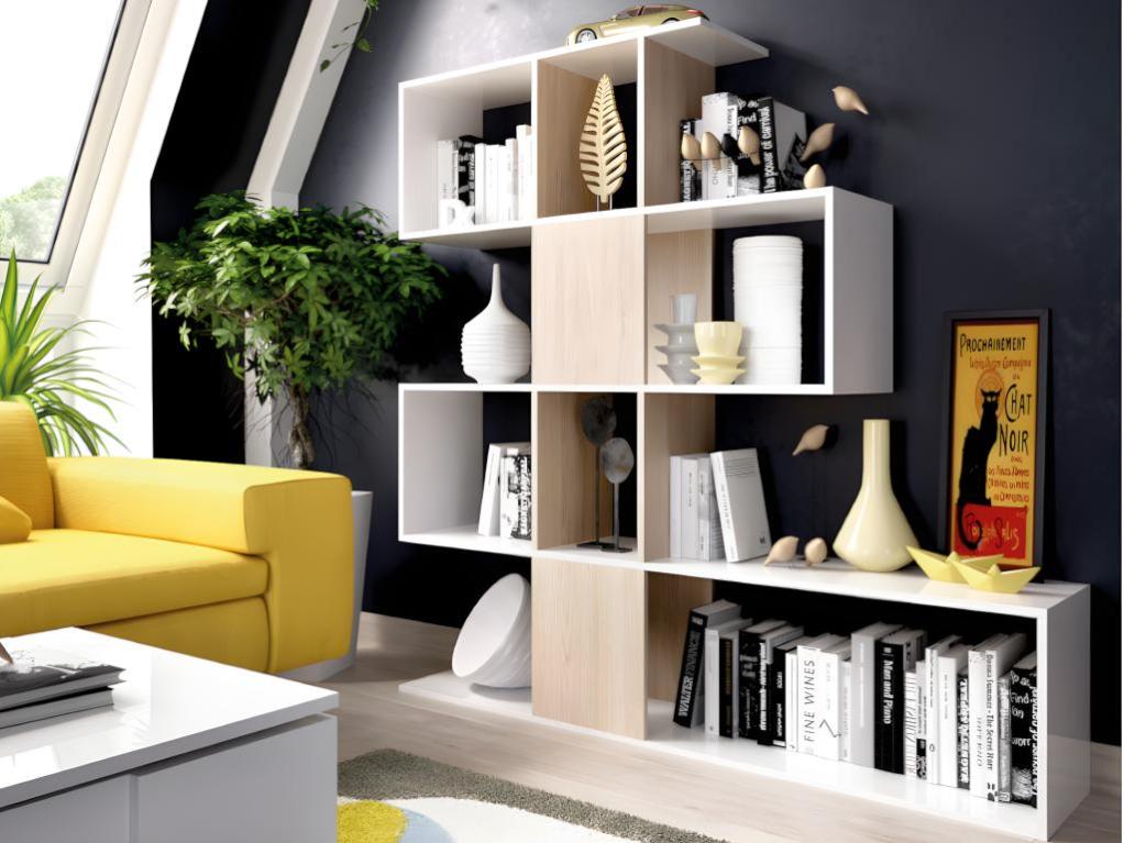 Libreria BAKAJI 6 Ripiani Design Zig Zag - Legno Effetto Melamina, 190x80x24 Cm, Colore Beige - Foto 2