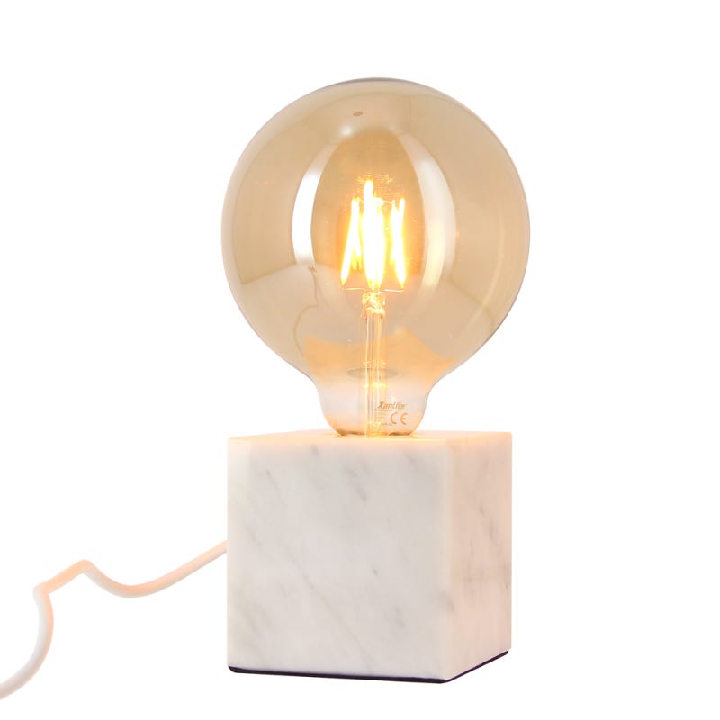 Lampe à poser XANLITE Cubik carré en Bois Culot E27 style scandinave
