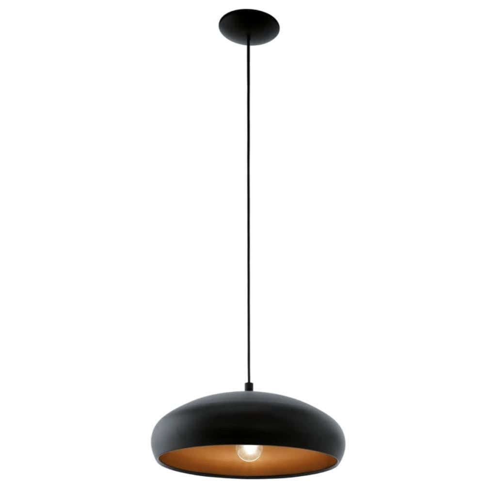 Eglo Lampada Da Soffitto Mogano 2 – Plafoniera Rotonda In Metallo Nero E Rame, Attacco E27