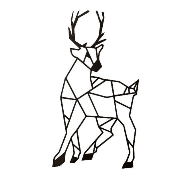 Decorazione Da Parete In Legno – Cervo Geometrico Minimalista, Arte Moderna Per Soggiorno Cameretta, Alto 50 Cm - 3