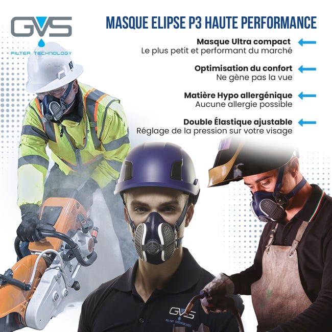 GVS Masque Elipse SPR501 avec filtres P3, M/L : : Bricolage