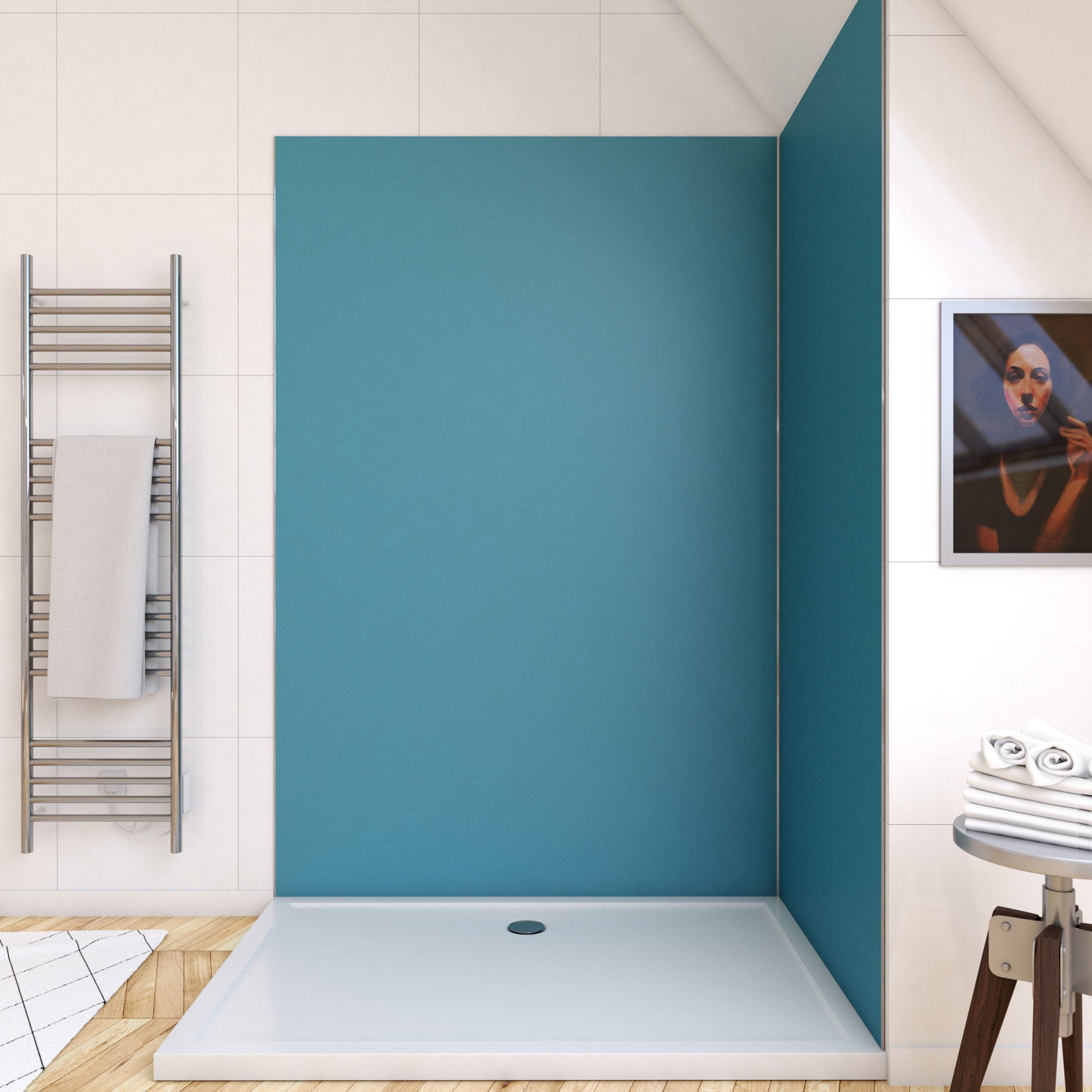 Rivestimento parete doccia | 200 x 100 cm | bianco | Pannello a parete per  doccia