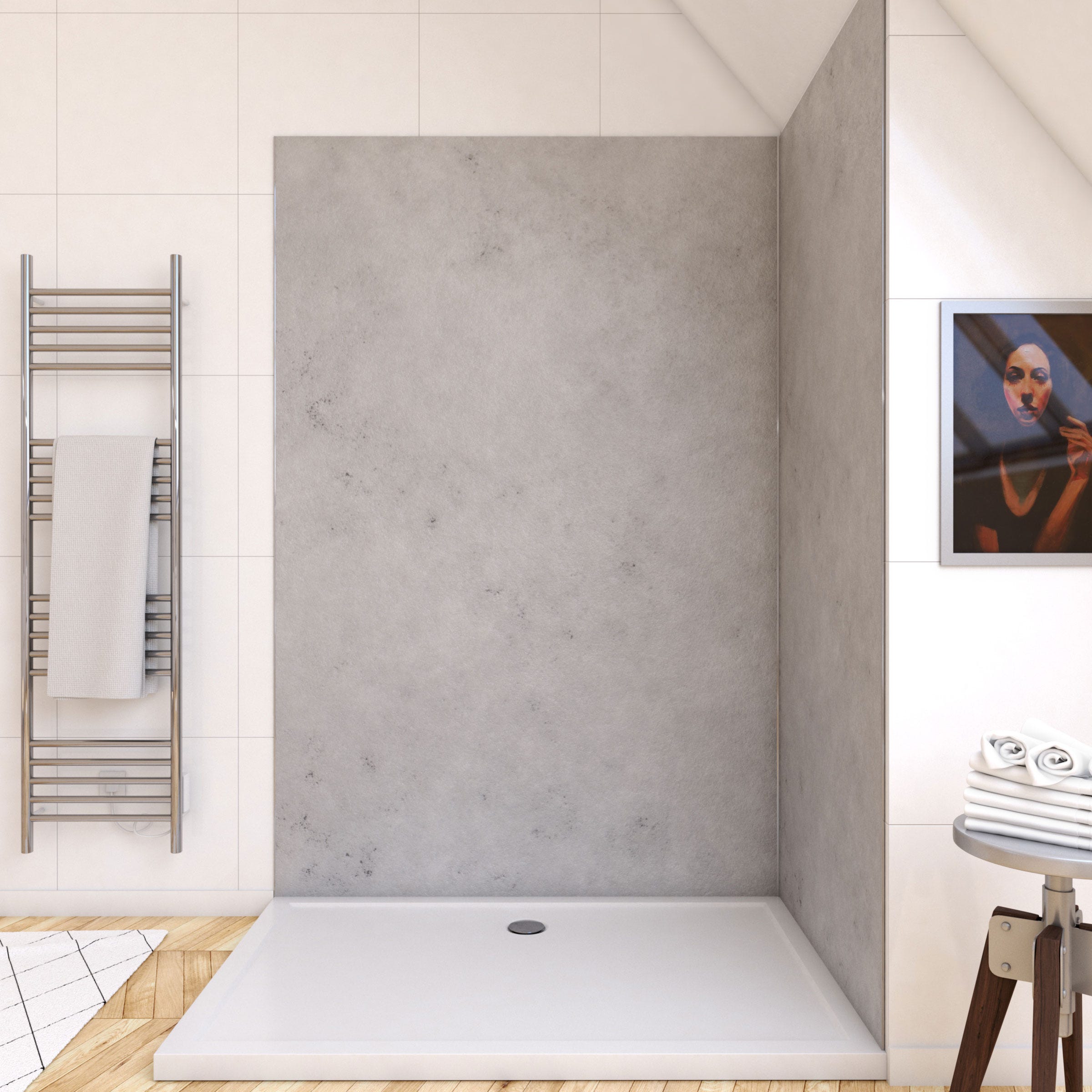 Lote de 2 paneles murales de ducha con efecto mármol de aluminio - 2 x  Ancho 90