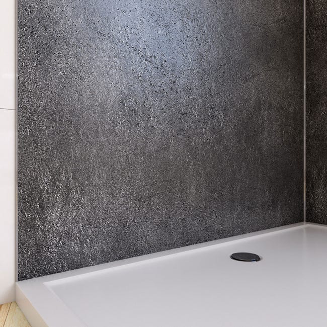 Panel de pared de ducha compuesto - Hoja de piedra y cemento - 120 x 210 cm  - Ice Lunar 120