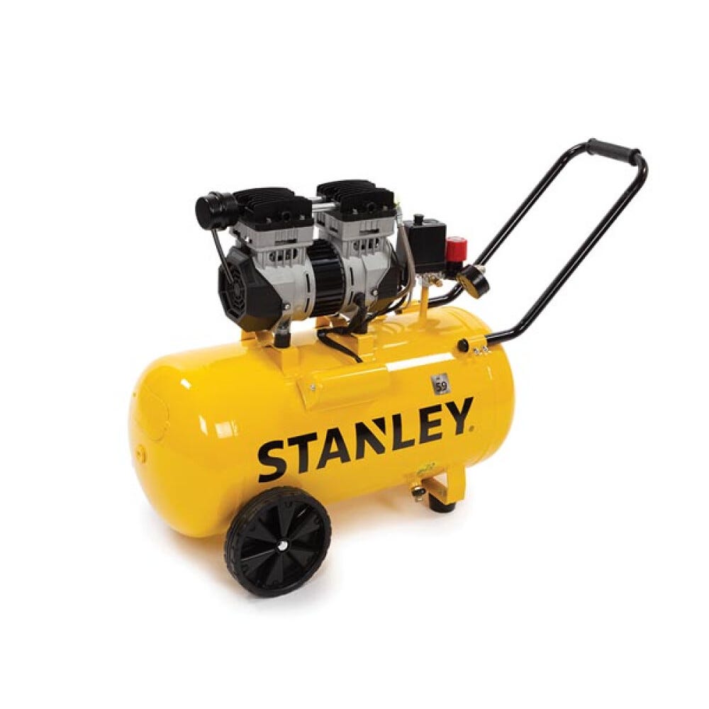 Stanley Compresseur, compresseur d'air sans huile, compresseur silencieux,  horizontal, 1 ch, 8 bar, cuve 50 L