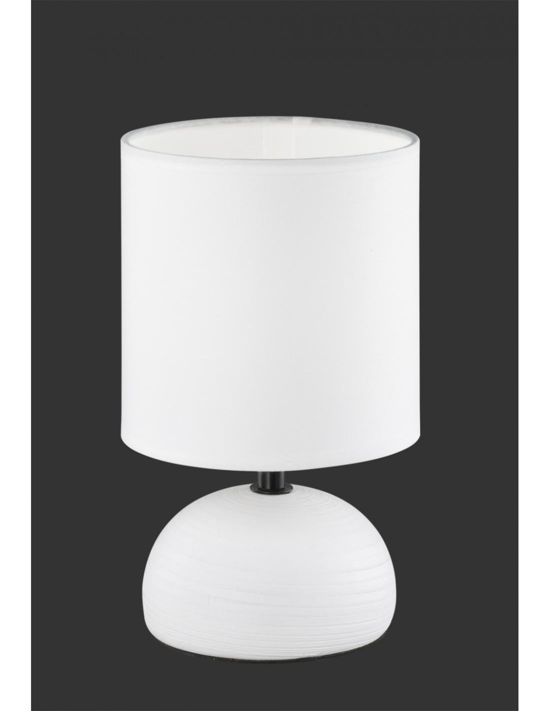 Lampada Da Tavolo Reality Leuchten In Ceramica E Tessuto, Bianco, Altezza 29 Cm – Con LED Incluso - 3