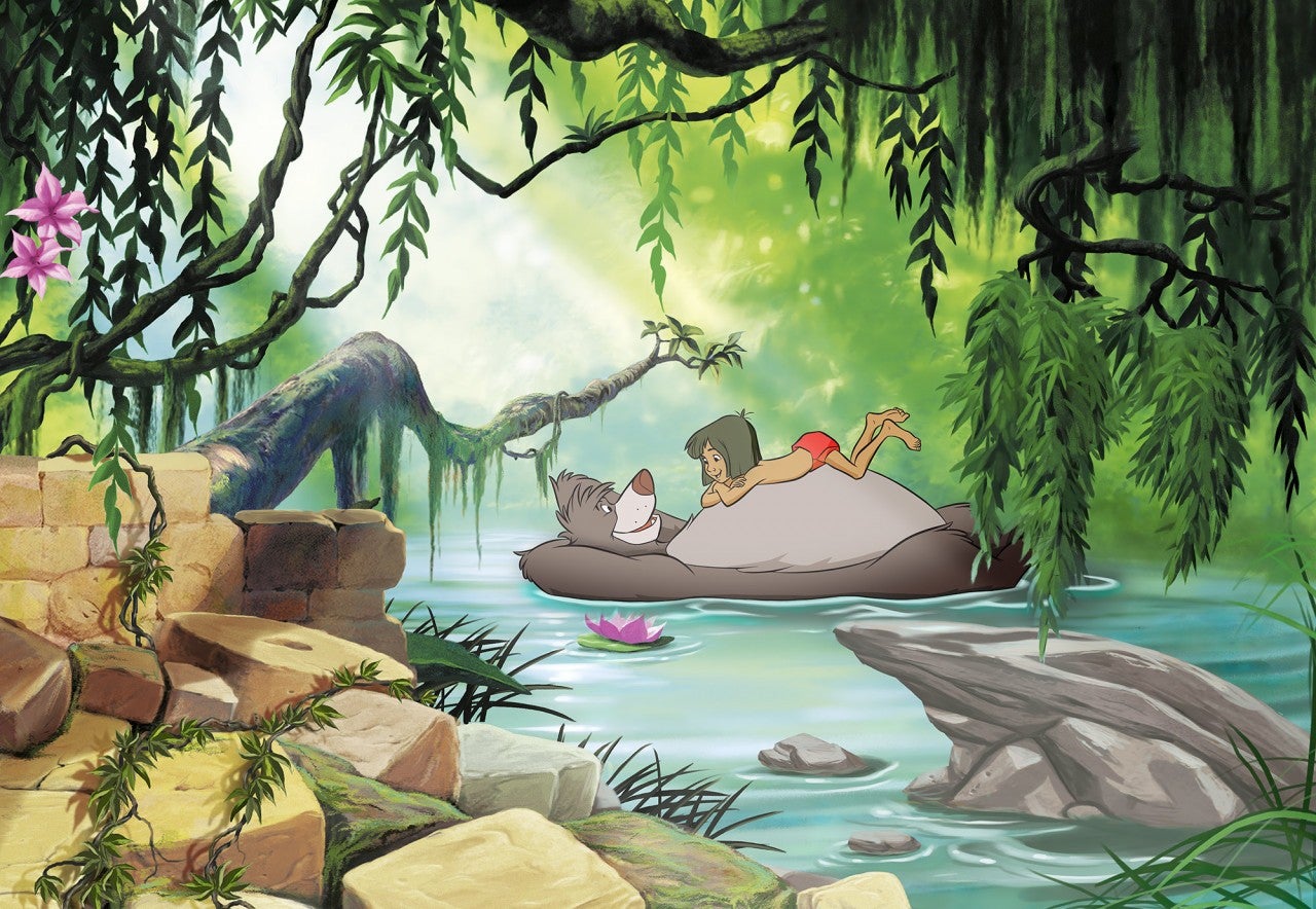 Papier Peint Photo Le livre de la jungle Disney Nager avec Baloo