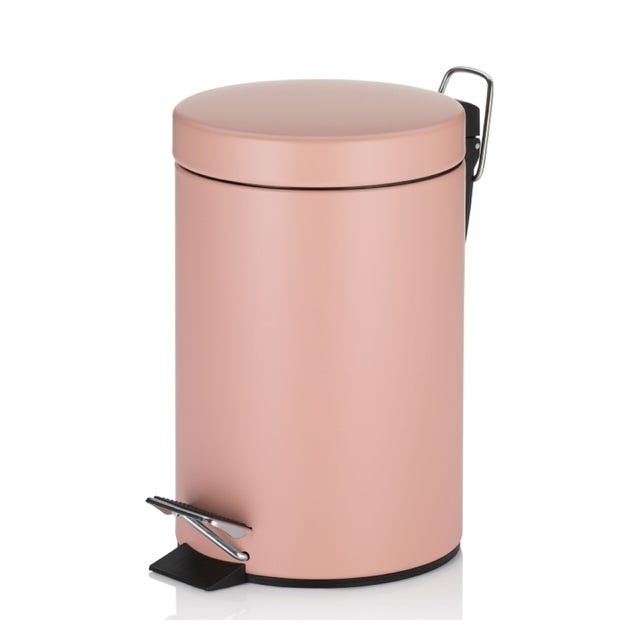 Poubelle salle de bain à pédale 3L en acier rose perlé