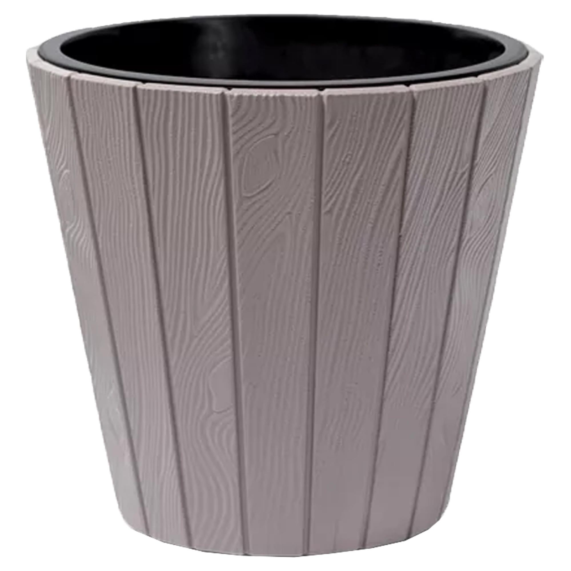 Vaso Lace 18x18x21 Cm In Plastica, Colore Mocca - Perfetto Per Piante E Fiori