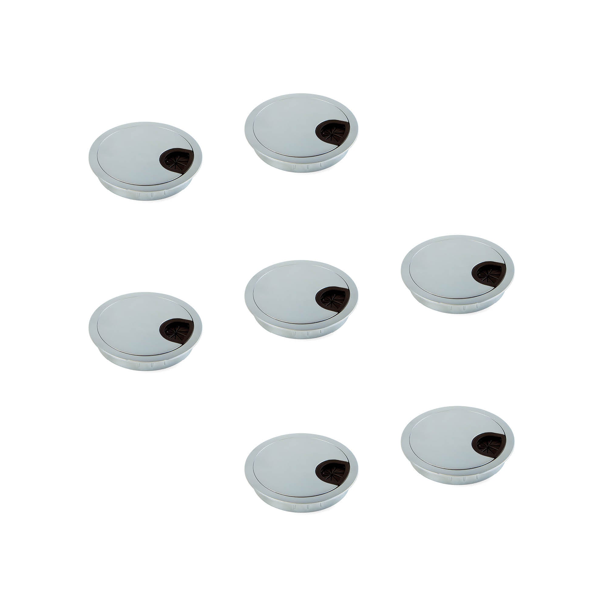 Pasacables de mesa circular Ø60mm de zamac cromado mate, lote de 8 –  Shopavia