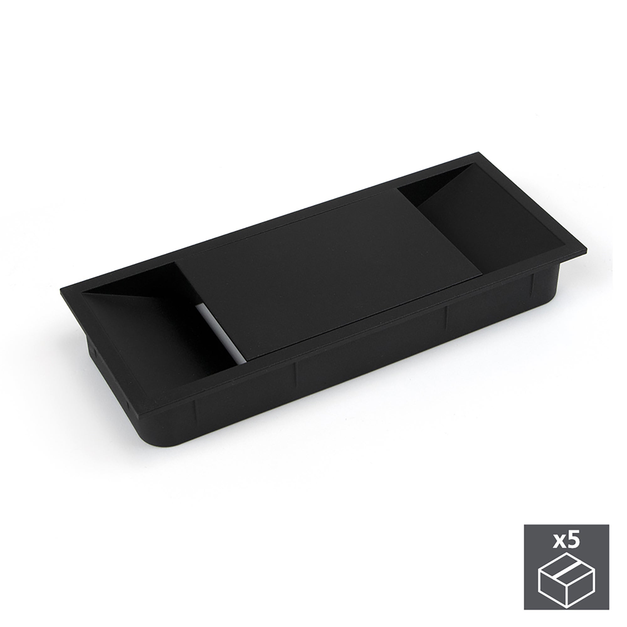 Emuca Pasacables mesa, rectangular, 159 x 80 mm, para encastrar, Aluminio,  Anodizado mate, 5 ud., 5 ud.