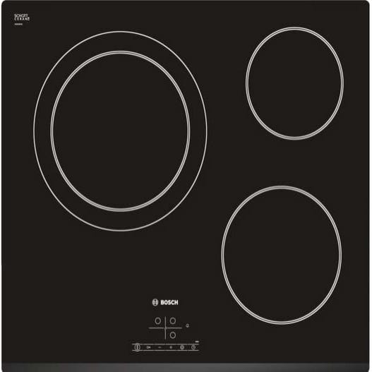 Table de cuisson vitrocéramique 60cm 3 feux 5700w noir Bosch PKM611BB8E - Plaque  vitrocéramique - Achat & prix