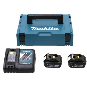 MAKITA 198077-8 Set of 2 batteries 18V 6,0Ah and double quick charger - in  case