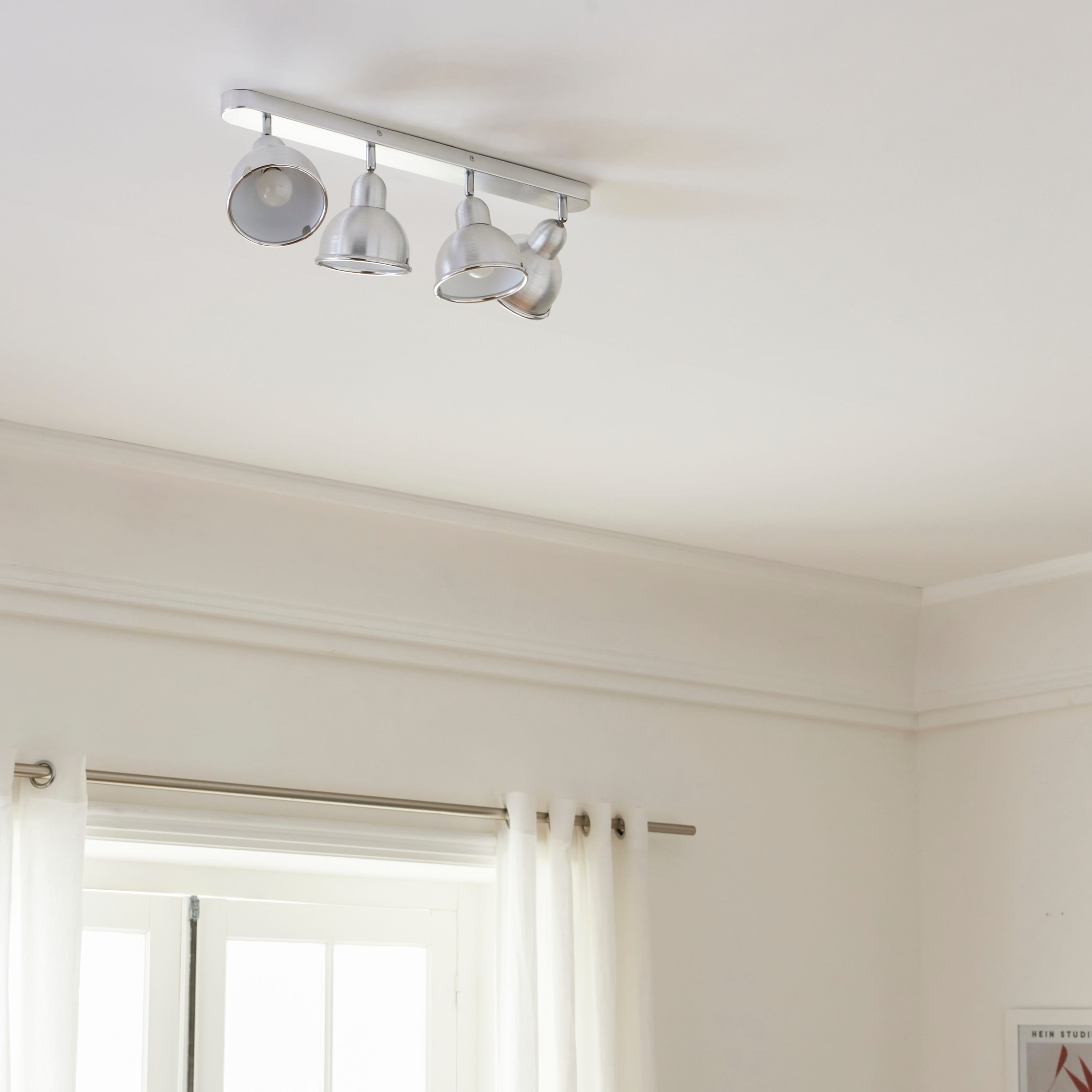 Plafonnier LED 4 spots orientable verre luminaire plafond salon E14 blanc  chaud