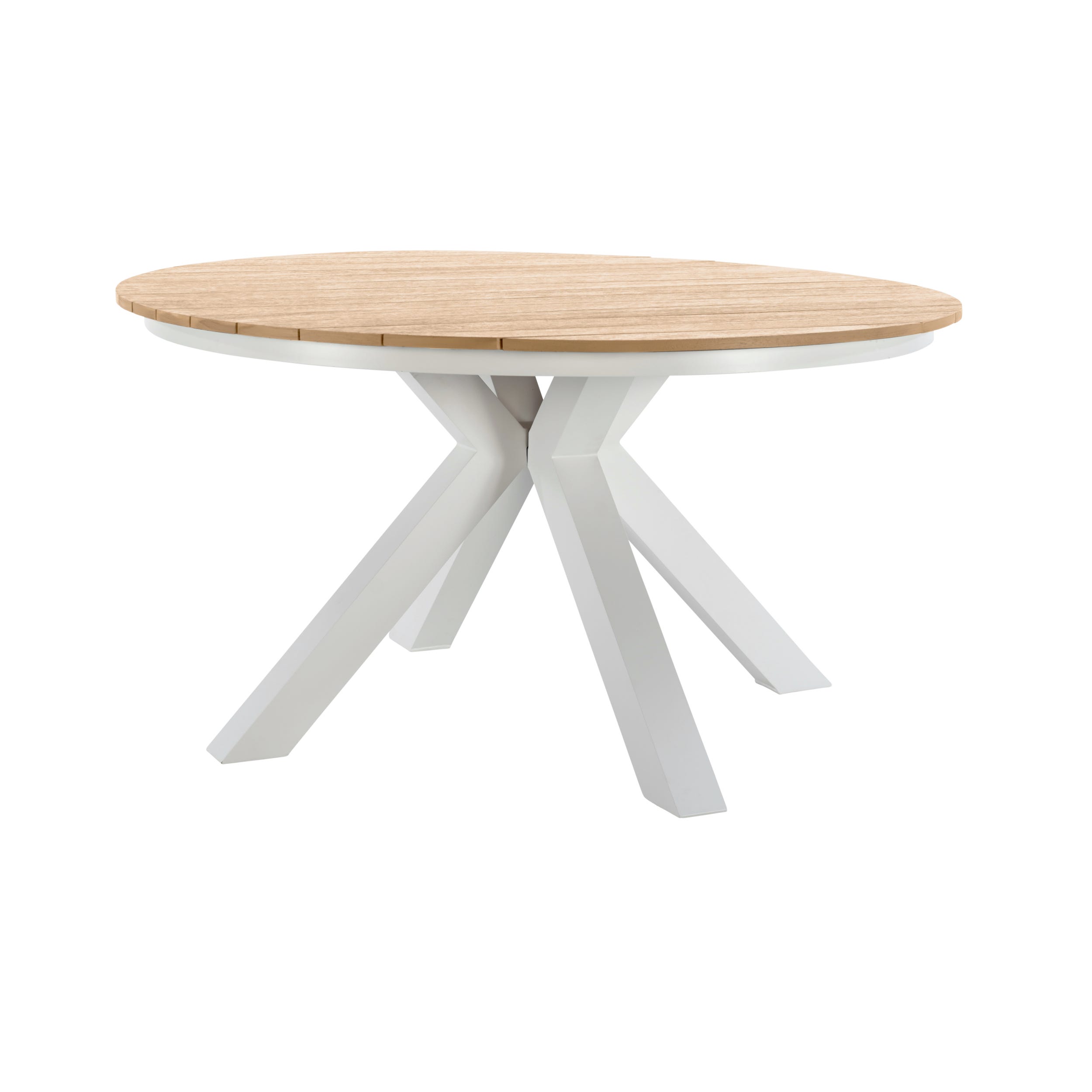 Gales mesa de comedor redonda de madera color blanco y natural