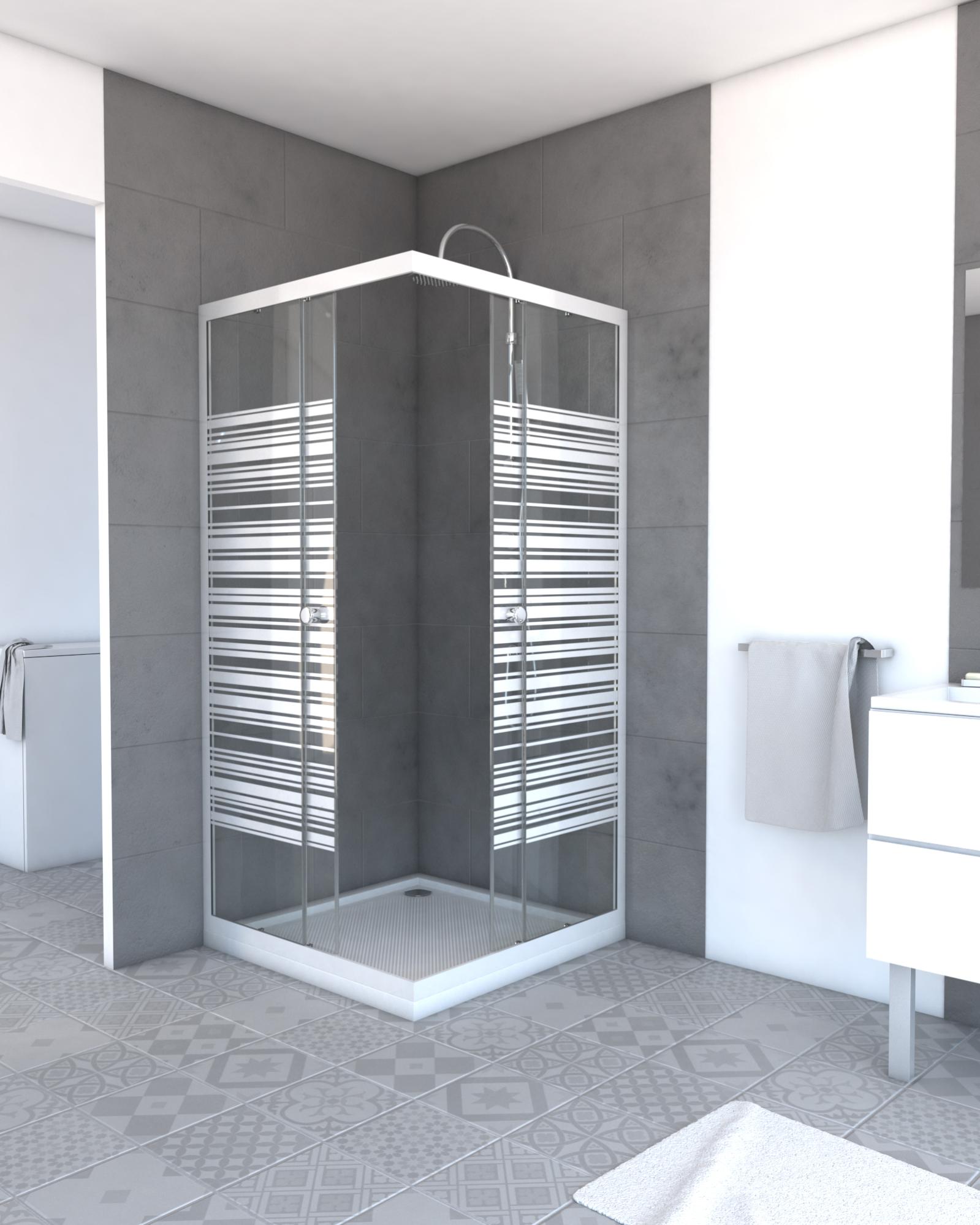 Paroi Porte De Douche Carree 90x90 A Ouverture D'angle Infinity Lines
