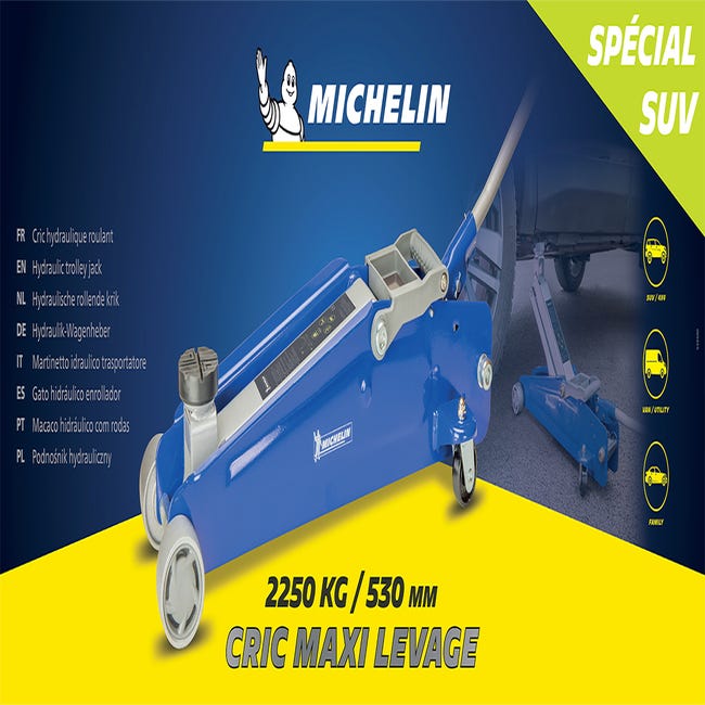 MICHELIN Cric Hydraulique Rouleur Ultra Plat 1800 Kg