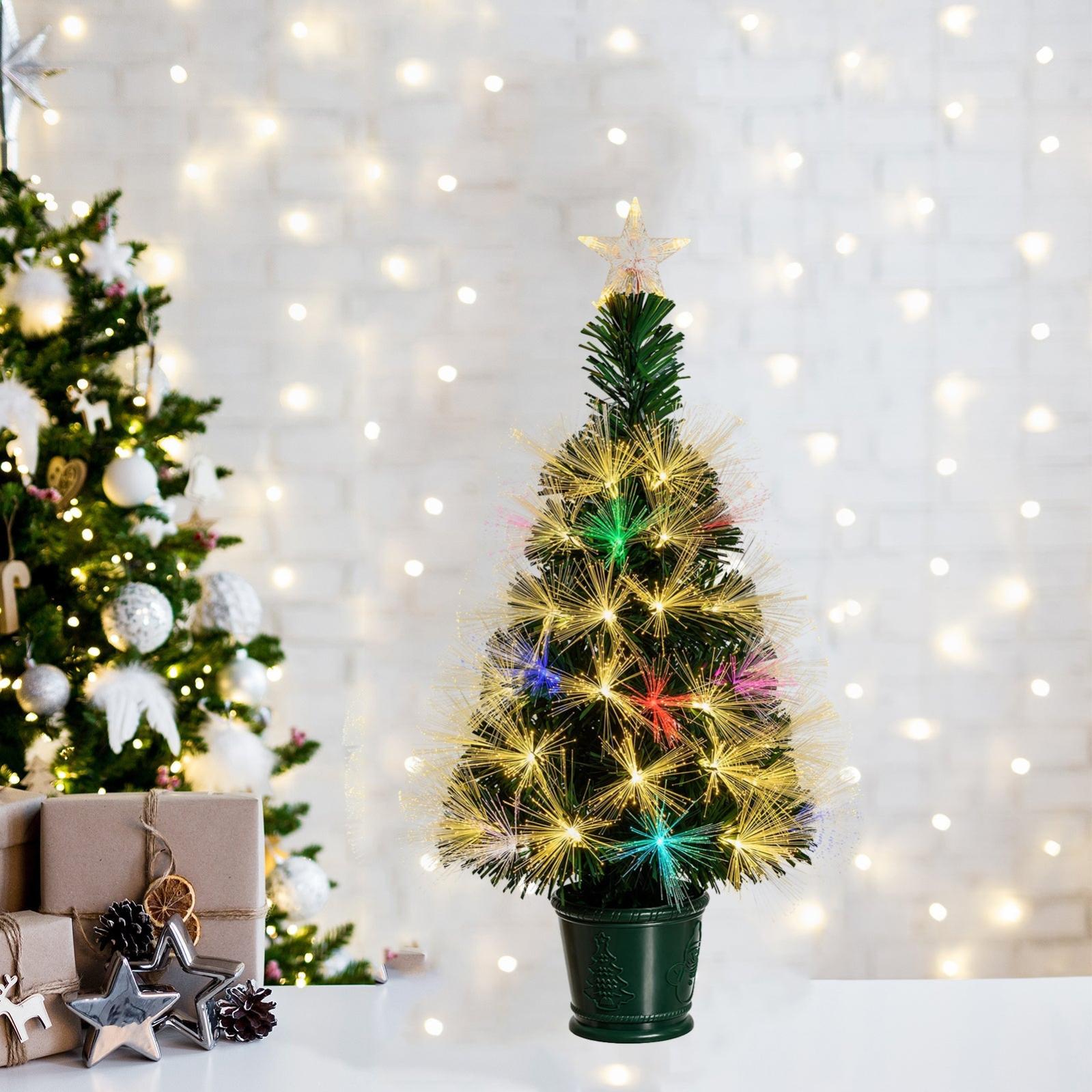 Albero Di Natale Con Fibre Ottiche Albero di natale in fibre ottiche bianco caldo e RGB da interno con
