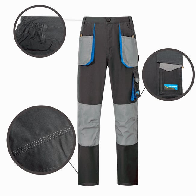 DEXTER Pantalon de trabajo Unisex Talla XXXL Pantalon con bolsillos 9 bolsillos Pantalon protector 280gr m Algodon Poliester Leroy Merlin