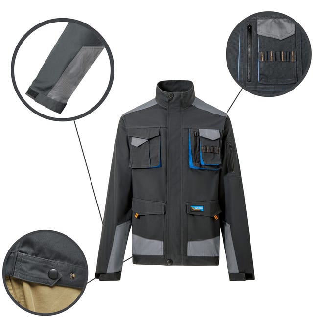 Chaleco de cuero negro con tres bolsillos para hombre W-01