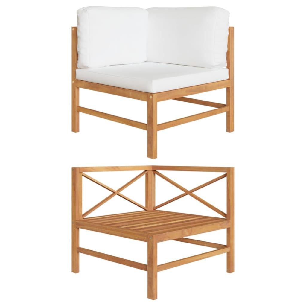 Divano Angolare Legno Acacia Set Da Giardino Con Divano Angolare Modulare Da 4 Pezzi, Tavolino E Pouf In Legno Di Acacia Dailin 87610628 Cuscini Verdi Poliestere