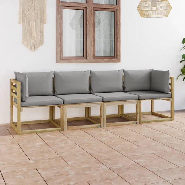 vidaXL Set Divano da Giardino 4 pz con Cuscini Beige in Polyrattan vidaXL Set Divano da Giardino 4 pz con Cuscini Beige in Polyrattan