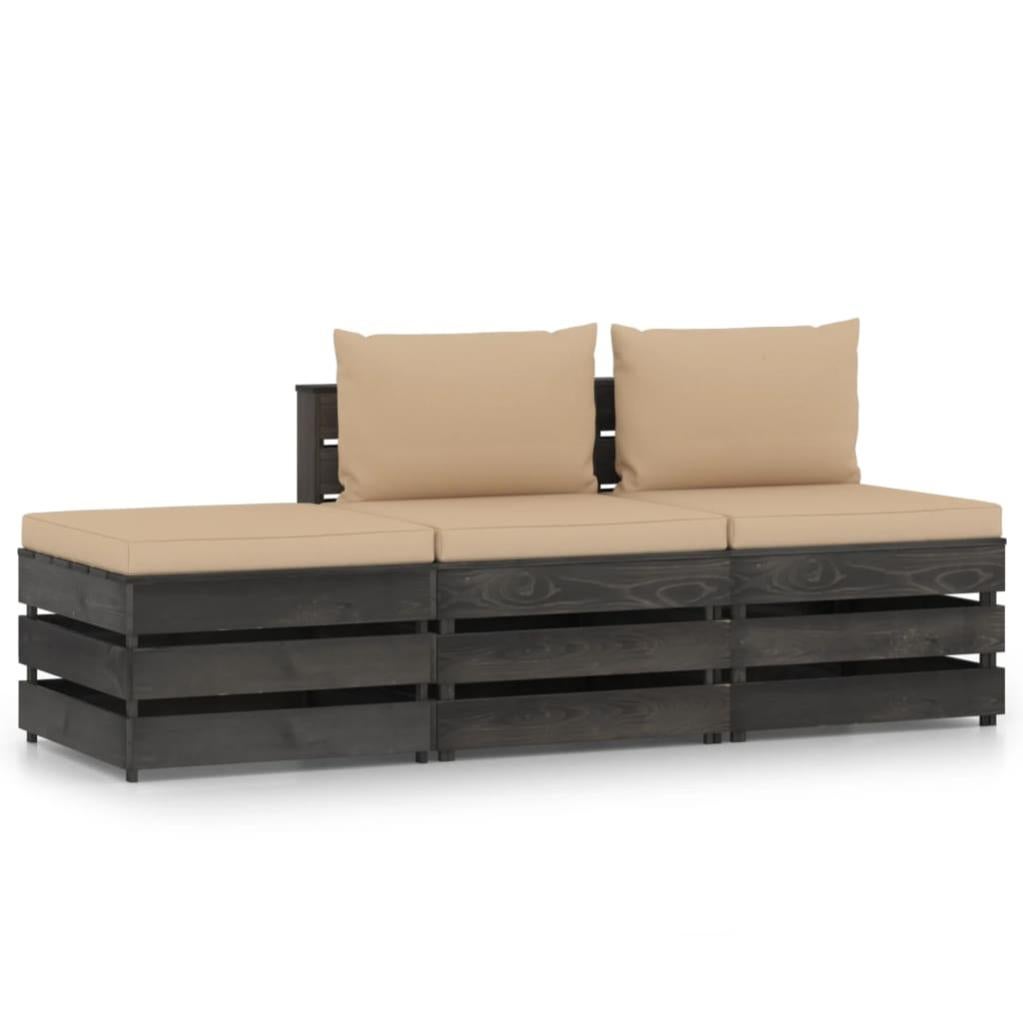 VidaXL Set Divani Da Giardino In Polyrattan Nero - 3 Pezzi Con Cuscini, Angolo E Tavolino - 2