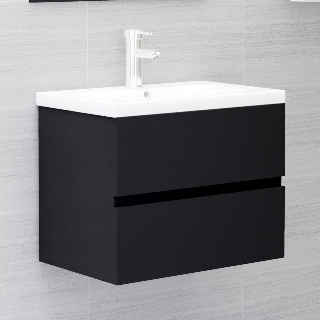 Mobile Da Bagno A Parete VidaXL 100x25x30 Cm, In Truciolato Nero – Pensile Con Ante A Molla Gas, Ampia Capacità, Per Bagno, Cucina O Camera