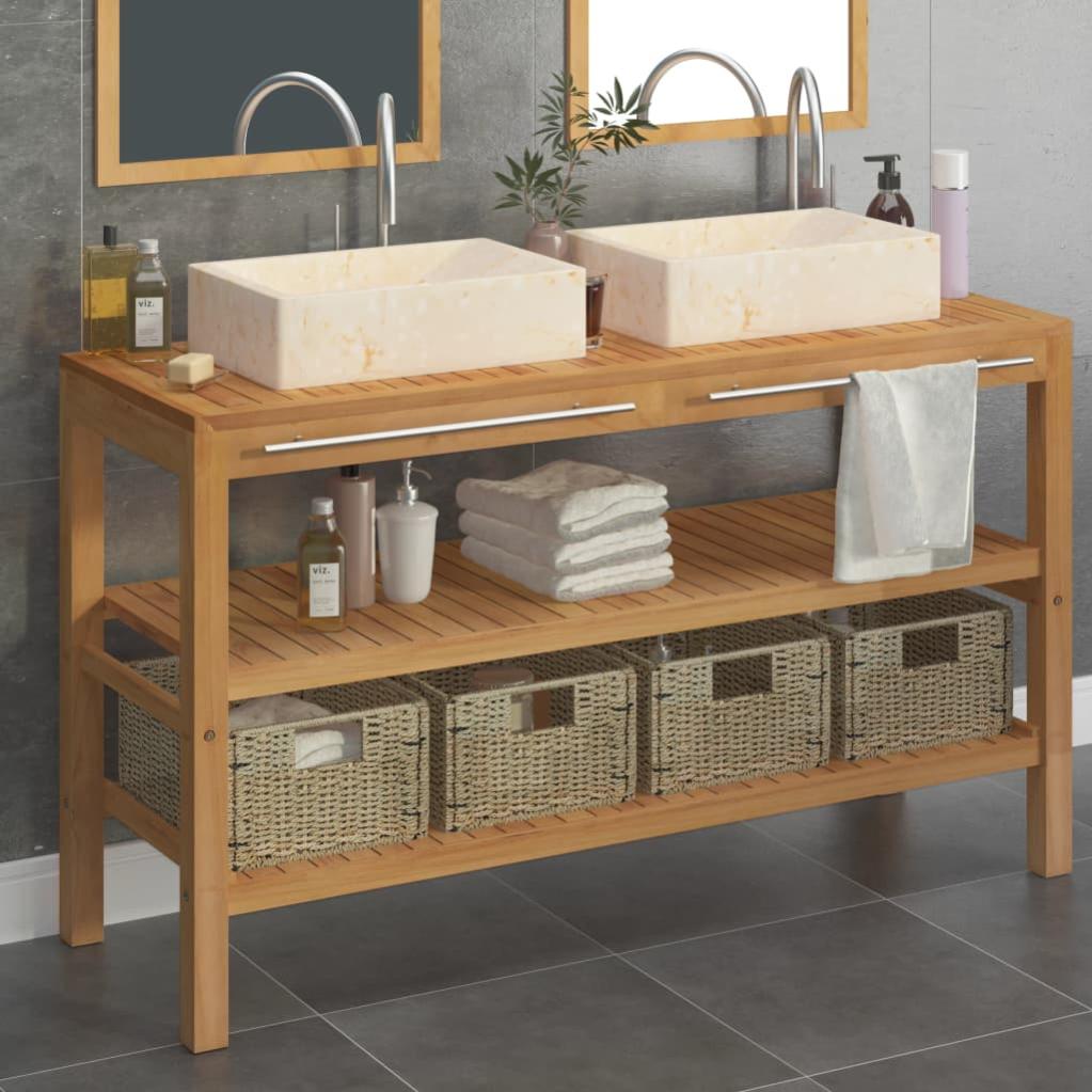 VidaXL Mobile Bagno Corona In Legno Massello Di Pino - Armadietto Con Cassetto E Anta, 45x33x110 Cm, Autoportante, Finish Miele