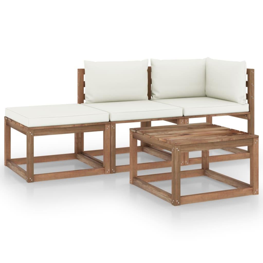 Divano Angolare Da Giardino In Legno Di Pino - Set Di 2 Pezzi, Design Su Pallet, Marrone, 64x64x70 Cm