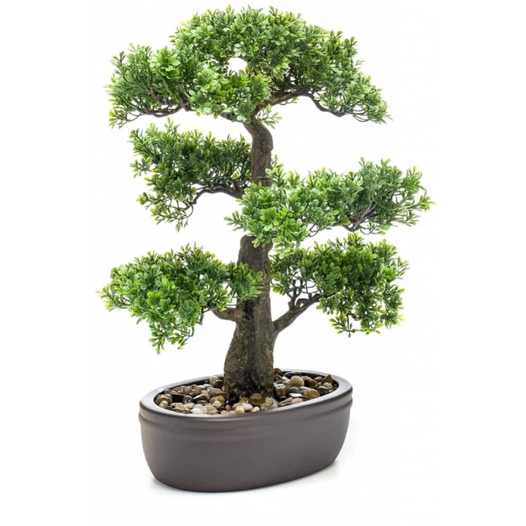 Mini bonsaï Ficus artificiel sur plaque marronne 43 cm Emerald Leroy