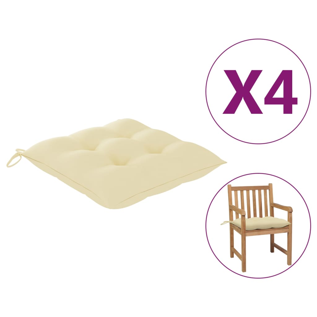 VidaXL Cuscini per Sedie 4 pz Bianco Crema 50x50x7 cm in Tessuto