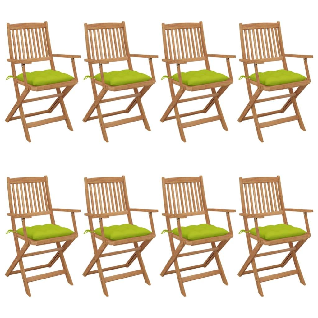 VidaXL Set 8 Sedie Da Giardino Pieghevoli In Legno Di Acacia Con Cuscini – Per Terrazza E Patio - 4
