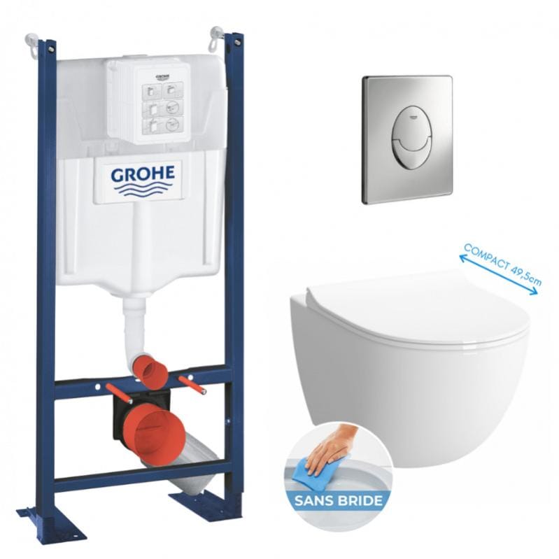 Grohe Pack WC B ti autoportant Cuvette Vitra Sento compacte sans