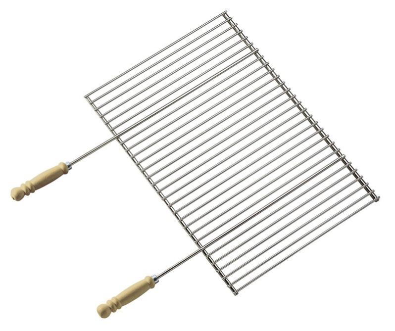 Grille Barbecue Hamburger Barbecook - Acier Chromé - Poignées Bouleau FSC - 35x23 Cm - Facile à Nettoyer