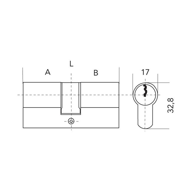 Emuca Cilindro cerradura tipo pera para puertas, 30 x 30 mm, embrague  simple, leva larga, con 5 llaves