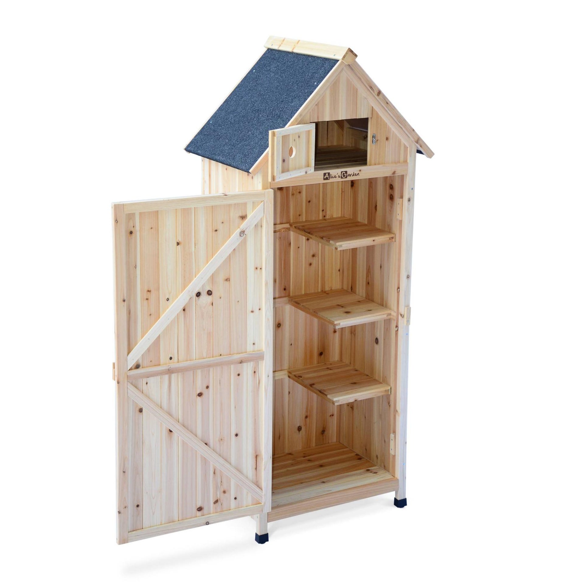 Armoire De Jardin En Bois. Mimosa Naturel. 77 X 54 X 182 Cm. Abri De